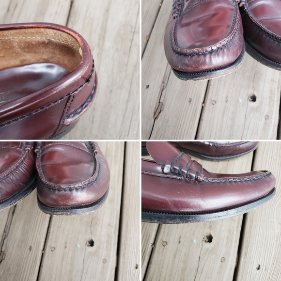 Vintage 90s y2k Oxblood Burgundy Leather Moc Toe Moccasins Driving Penny Loafers - Picture 10 of 10